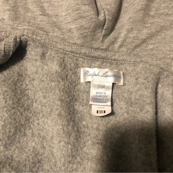 Polo Ralph Lauren Jacket Toddler 24 Months Gray Full Zip Hooded Fleece Logo H1 - Picture 6 of 7